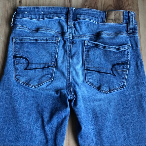 AMERICAN EAGLE Skinny Jeans Super Stretch Distressed Blue Size 6 Short Women’s - Picture 6 of 16